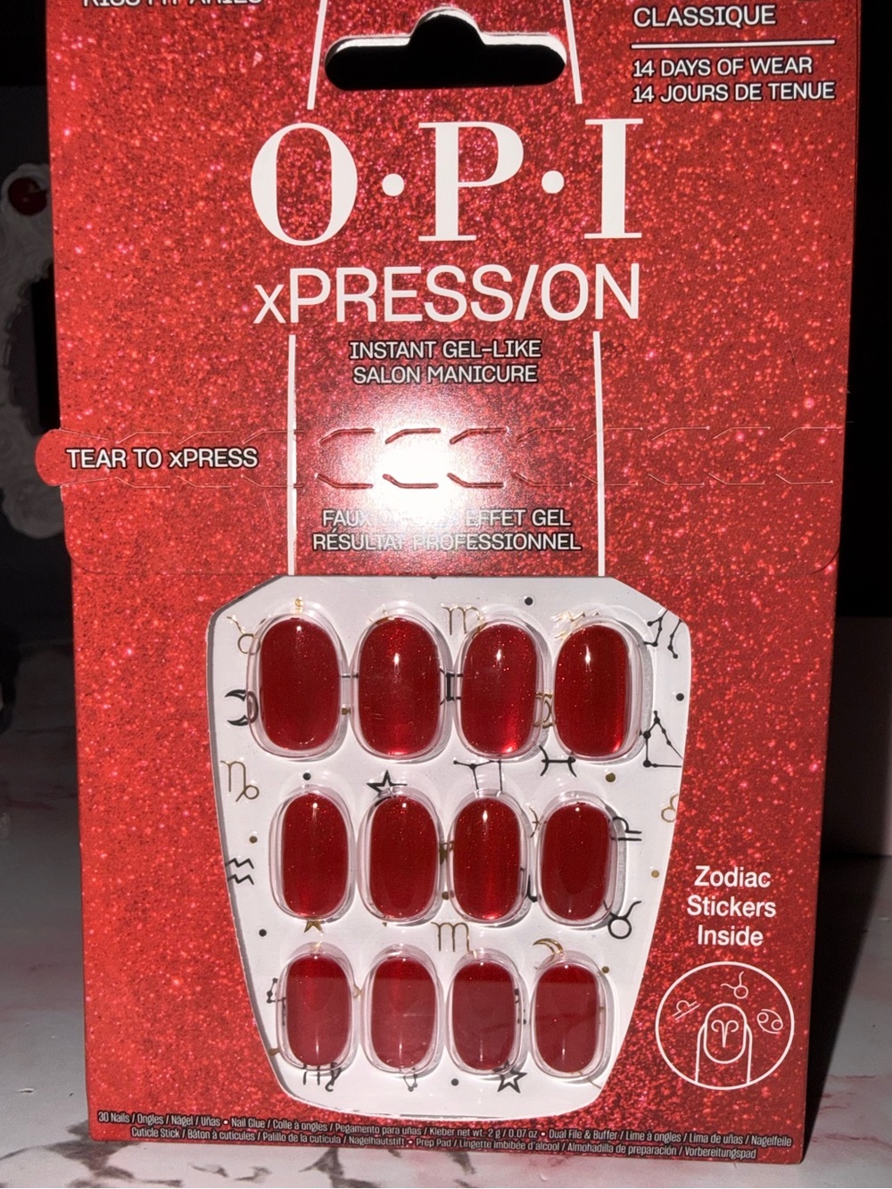 OPI xPRESS/ON “Kiss My Aries” Classic Sparkling Red Press-On Nails - Picture 7 of 10